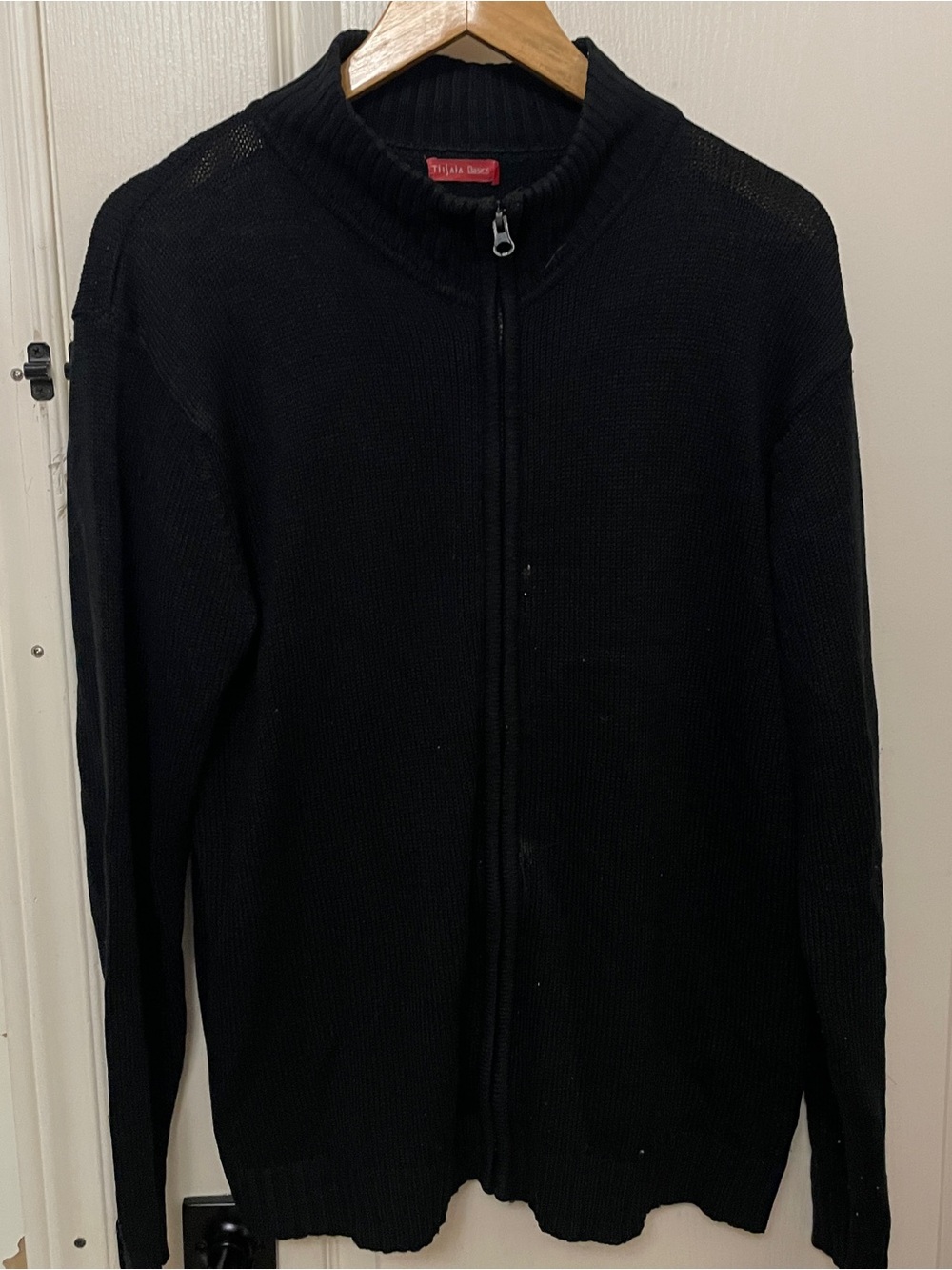 Women's Black Full-Zip Mock Neck Sweater - Classic Knit